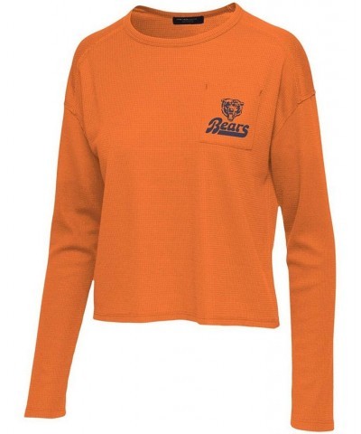 Women's Orange Chicago Bears Pocket Thermal Long Sleeve T-shirt Orange $30.79 Tops