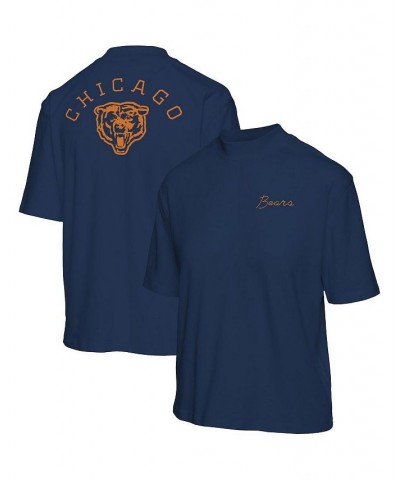 Women's Navy Chicago Bears Half-Sleeve Mock Neck T-shirt Navy $20.24 Tops