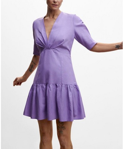 Women's Fluted Hem Dress Purple $30.80 Dresses