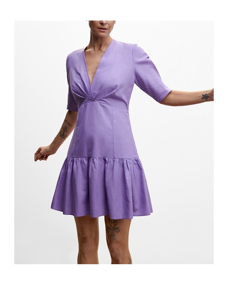 Women's Fluted Hem Dress Purple $30.80 Dresses