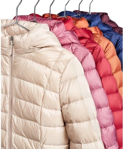 Women's Packable Hooded Down Puffer Coat Smoke Pearl $29.40 Coats