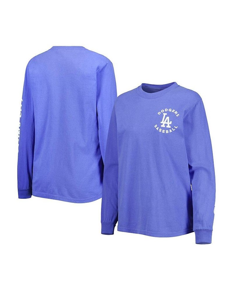 Women's Royal Los Angeles Dodgers Team Pigment Dye Long Sleeve T-shirt Royal $24.60 Tops