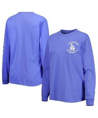 Women's Royal Los Angeles Dodgers Team Pigment Dye Long Sleeve T-shirt Royal $24.60 Tops