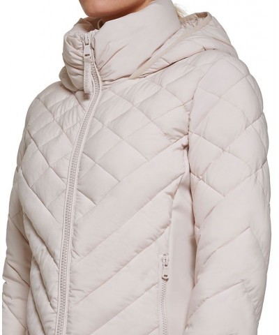 Women's Hooded Packable Puffer Coat Tan/Beige $67.20 Coats