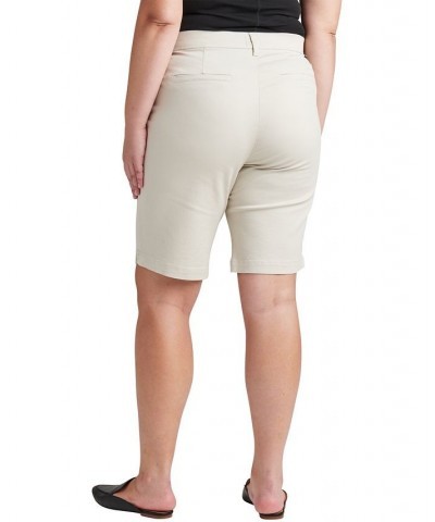 Plus Size Maddie Mid Rise Bermuda Pull-On Shorts Tan/Beige $23.10 Shorts