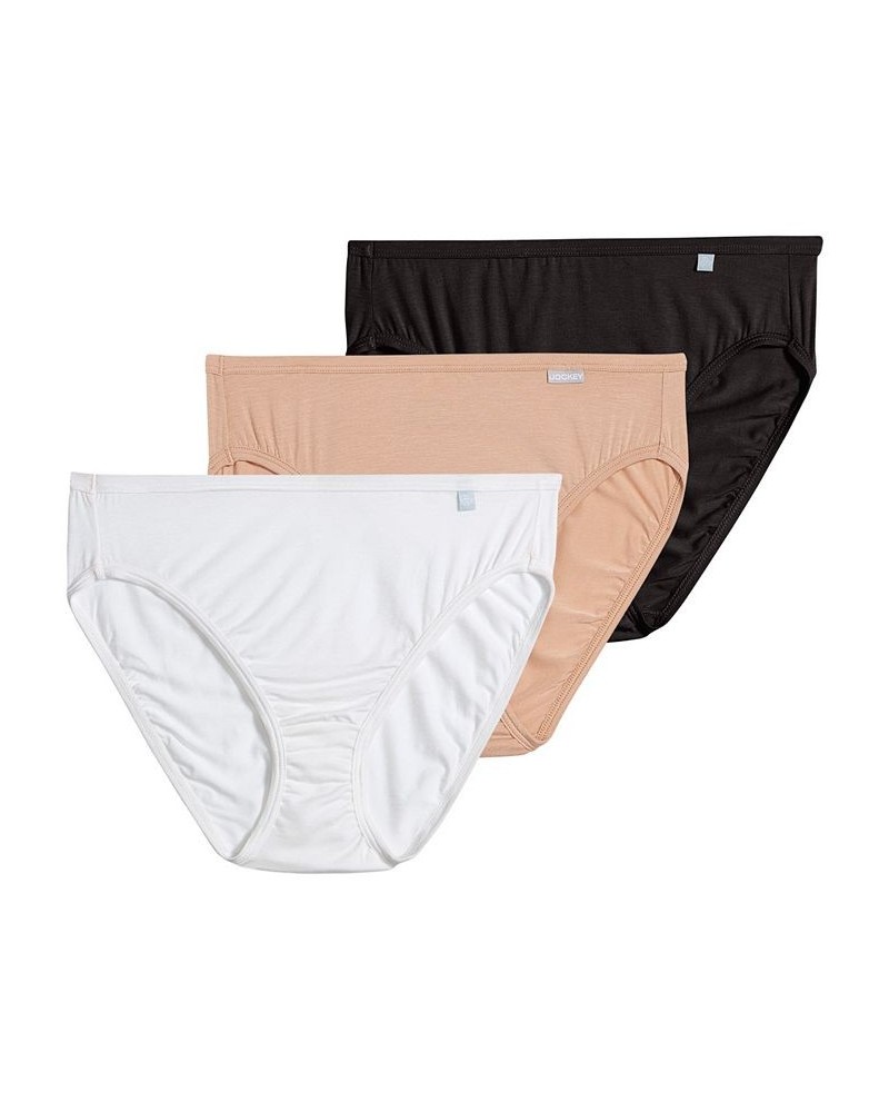 Elance Super Soft French Cut Underwear 3 Pack 2071 BLACK/LIGHT/IVORY $12.05 Panty