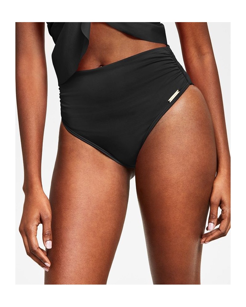 Women's Wrap Bikini Top & High-Waist Bottoms Black $41.36 Swimsuits