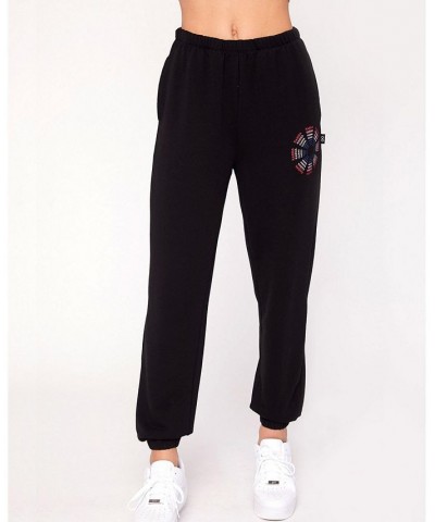 Karma Graphic Viscose Blend Sweatpants for Women Black $40.56 Pants