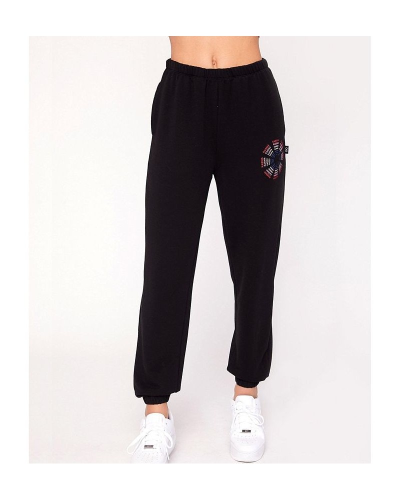 Karma Graphic Viscose Blend Sweatpants for Women Black $40.56 Pants