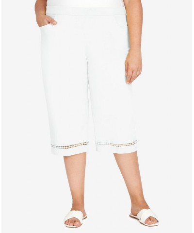 Plus Size Summer In The City Lace Allure Clamdigger Pants White $25.40 Pants