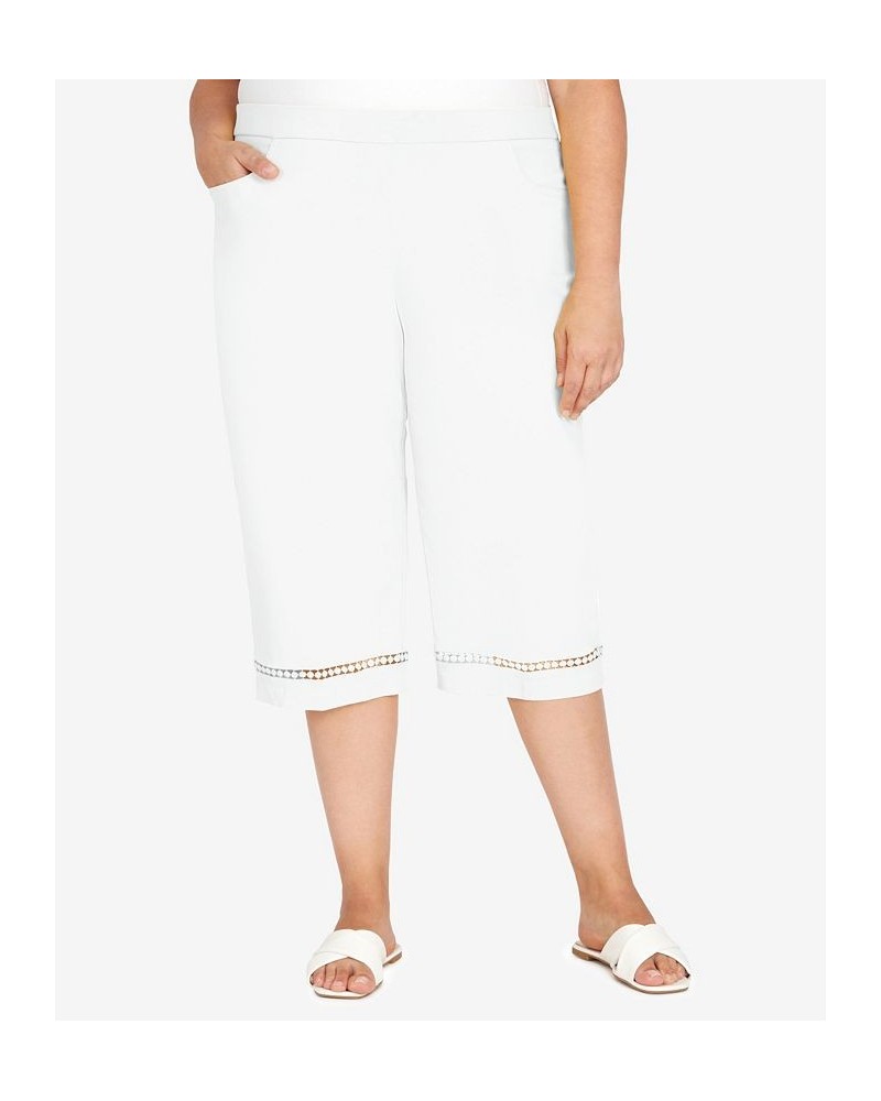 Plus Size Summer In The City Lace Allure Clamdigger Pants White $25.40 Pants