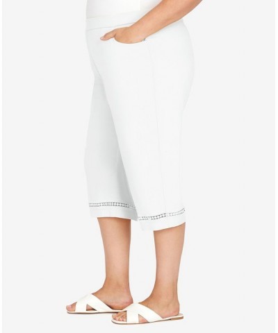 Plus Size Summer In The City Lace Allure Clamdigger Pants White $25.40 Pants