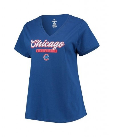 Women's Royal Chicago Cubs Plus Size V-Neck T-shirt Royal $16.10 Tops