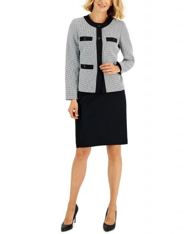Women's Houndstooth-Print Skirt Suit Regular & Petite Black $61.20 Suits