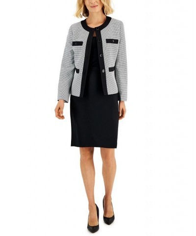 Women's Houndstooth-Print Skirt Suit Regular & Petite Black $61.20 Suits