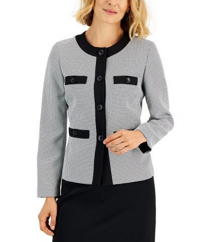 Women's Houndstooth-Print Skirt Suit Regular & Petite Black $61.20 Suits