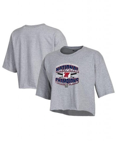 2022 NCAA Women's Men's Baseball College World Series Champions Locker Room Boyfriend Cropped T-shirt Heathered Gray $16.00 Tops