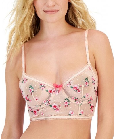 Women's Rose Embroidered Bustier Rose $16.80 Bras