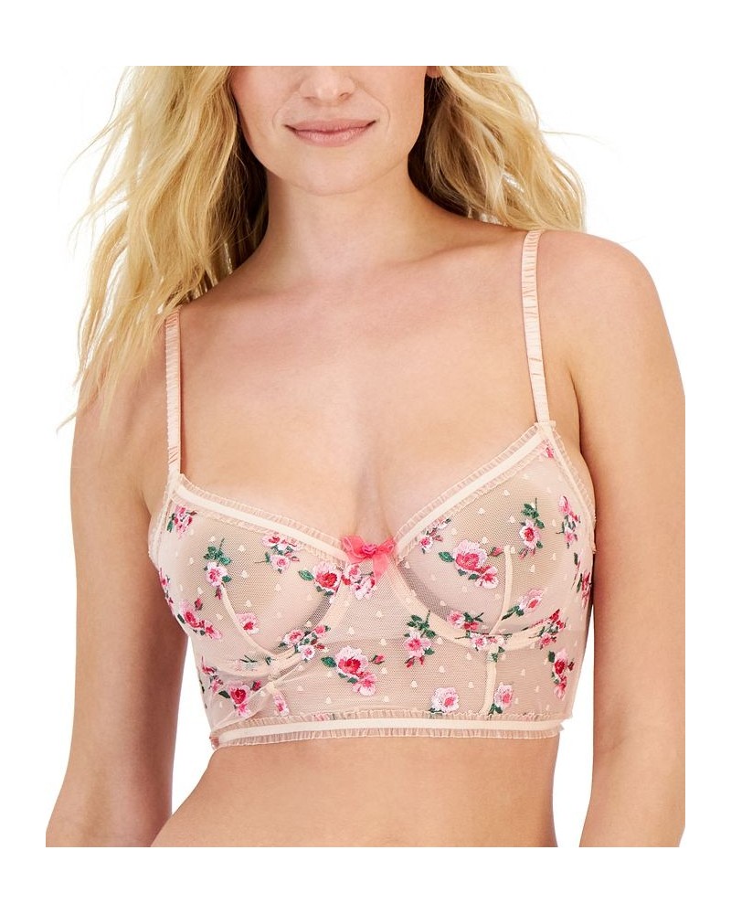 Women's Rose Embroidered Bustier Rose $16.80 Bras