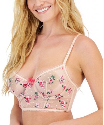 Women's Rose Embroidered Bustier Rose $16.80 Bras