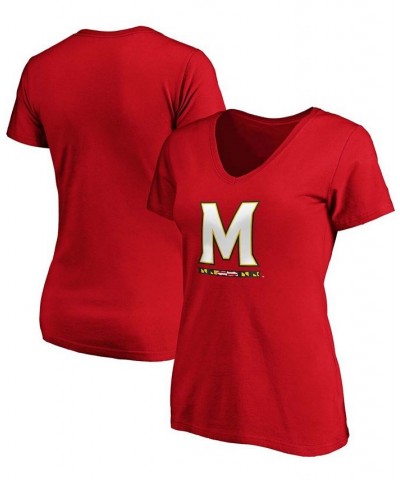 Plus Size Red Maryland Terrapins Primary Logo V-Neck T-shirt Red $19.59 Tops
