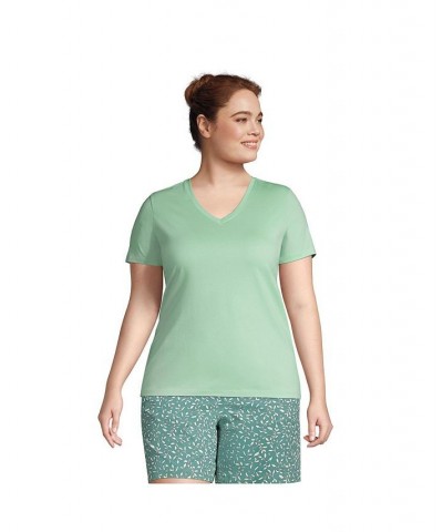 Women's Plus Size Relaxed Supima Cotton Short Sleeve V-Neck T-Shirt Cool mint $26.97 Tops