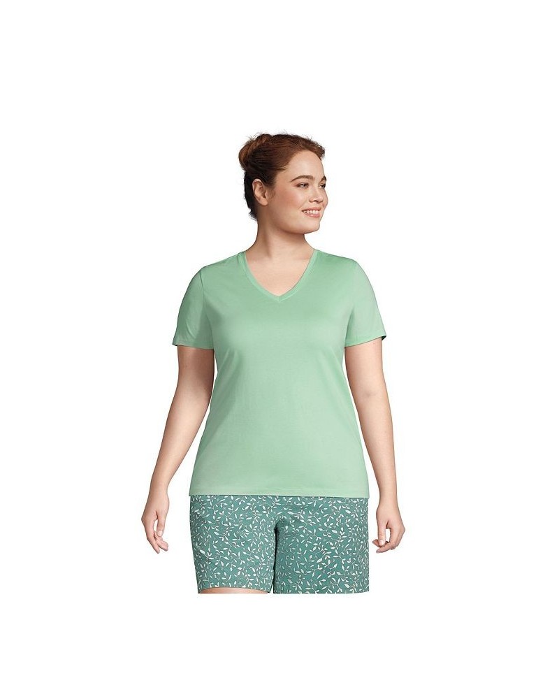 Women's Plus Size Relaxed Supima Cotton Short Sleeve V-Neck T-Shirt Cool mint $26.97 Tops