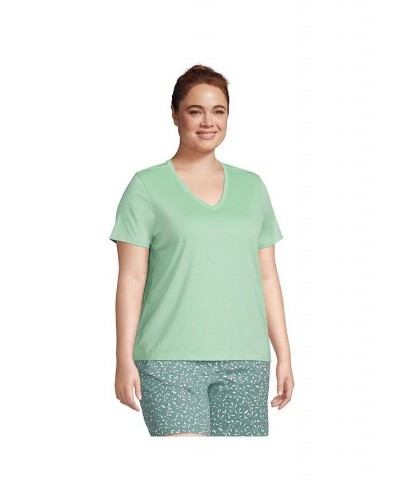 Women's Plus Size Relaxed Supima Cotton Short Sleeve V-Neck T-Shirt Cool mint $26.97 Tops