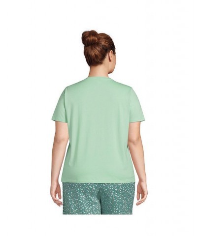 Women's Plus Size Relaxed Supima Cotton Short Sleeve V-Neck T-Shirt Cool mint $26.97 Tops