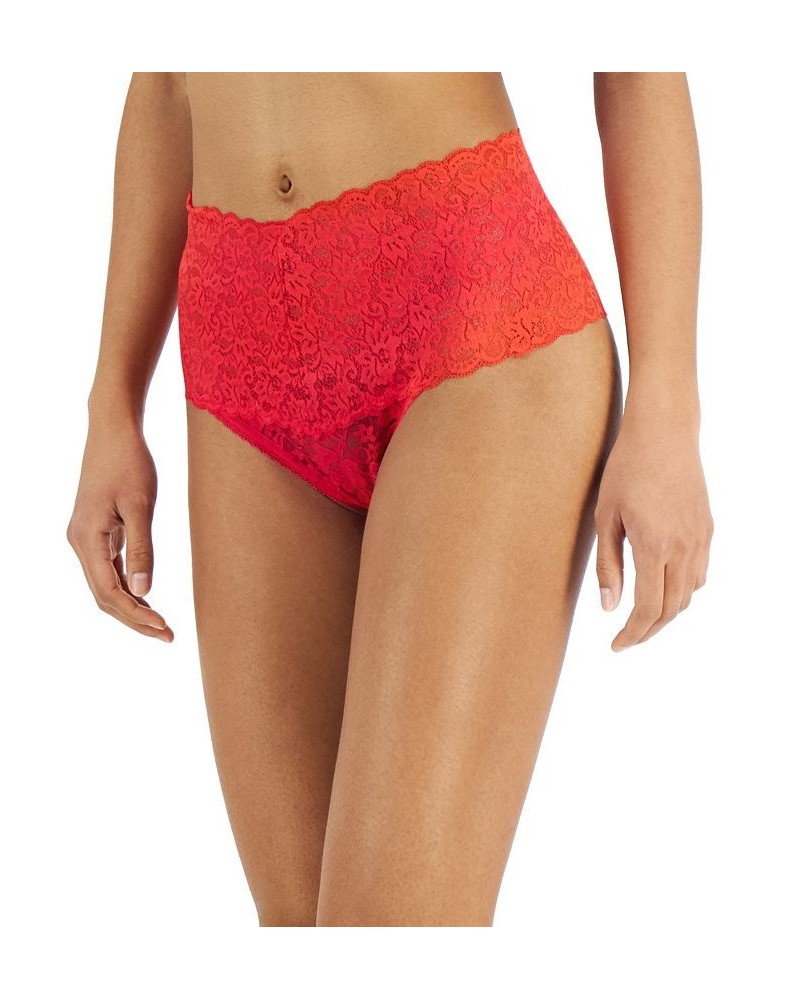 Women's High Waist Lace Thong Red $9.00 Panty