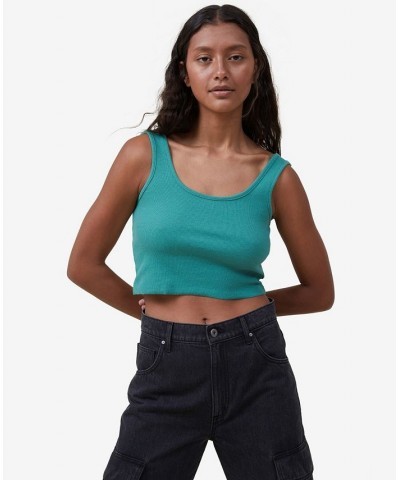 Women's The One Rib Crop Tank Green $17.39 Tops