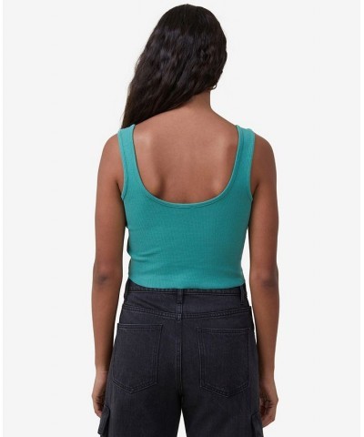 Women's The One Rib Crop Tank Green $17.39 Tops