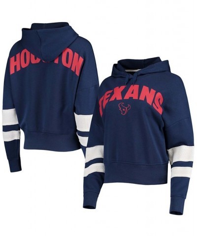 Women's Navy White Houston Texans Sideline Stripe Pullover Hoodie Navy $40.00 Sweatshirts