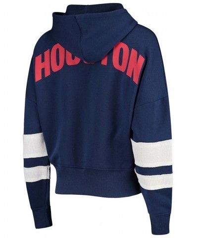 Women's Navy White Houston Texans Sideline Stripe Pullover Hoodie Navy $40.00 Sweatshirts