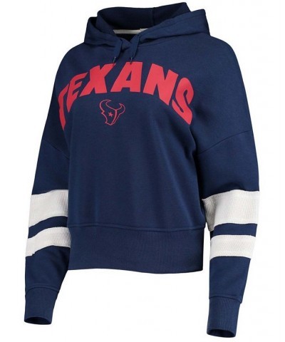 Women's Navy White Houston Texans Sideline Stripe Pullover Hoodie Navy $40.00 Sweatshirts