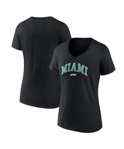 Women's Branded Black Formula 1 Miami Grand Prix V-Neck T-shirt Black $24.00 Tops