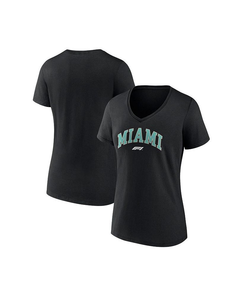 Women's Branded Black Formula 1 Miami Grand Prix V-Neck T-shirt Black $24.00 Tops