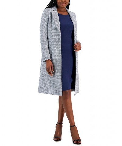 Tweed Topper Jacket and Crewneck Sheath Dress Suit Regular and Petite Sizes Blue $108.50 Suits