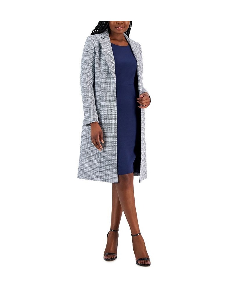 Tweed Topper Jacket and Crewneck Sheath Dress Suit Regular and Petite Sizes Blue $108.50 Suits