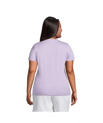 Women's Plus Size Relaxed Supima Cotton Short Sleeve V-Neck T-Shirt Lavender cloud $26.97 Tops