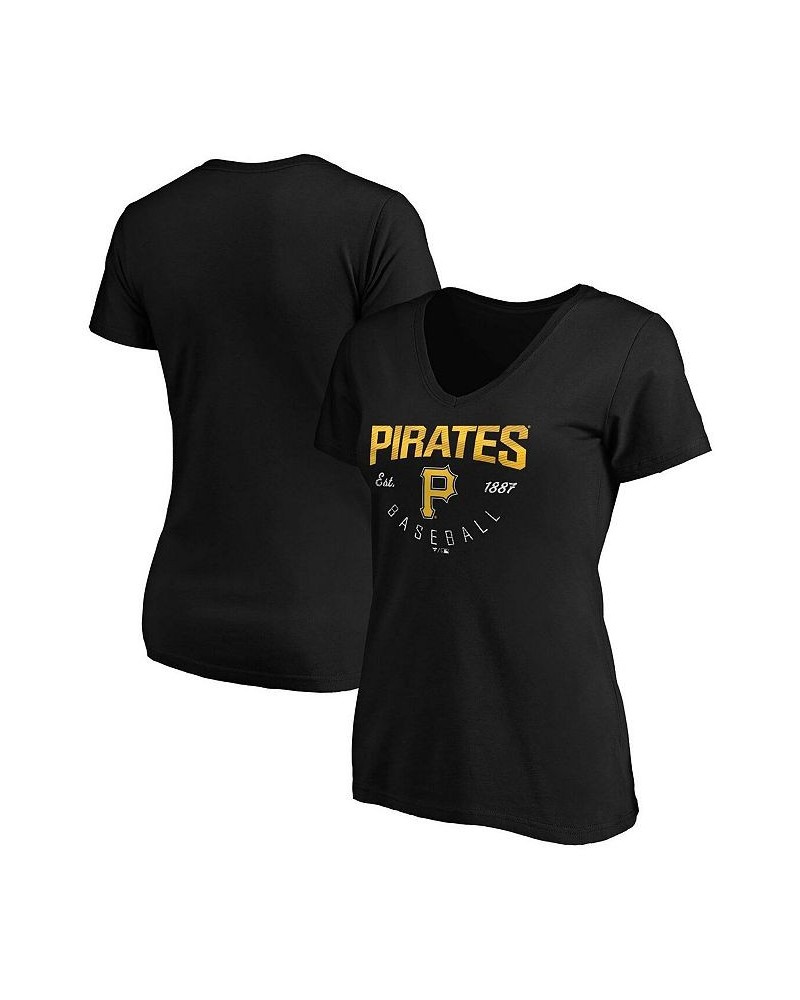 Women's Black Pittsburgh Pirates Plus Size Live For It Crossover V-Neck T-shirt Black $18.06 Tops