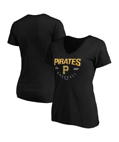 Women's Black Pittsburgh Pirates Plus Size Live For It Crossover V-Neck T-shirt Black $18.06 Tops