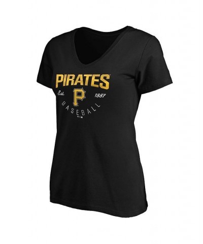 Women's Black Pittsburgh Pirates Plus Size Live For It Crossover V-Neck T-shirt Black $18.06 Tops