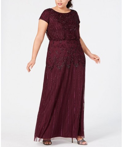 Plus Size Bead-Illusion Blouson Dress Cassis $96.18 Dresses