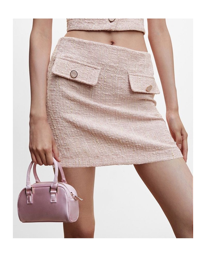 Women's Buttoned Tweed Skirt Light Pink $38.40 Skirts