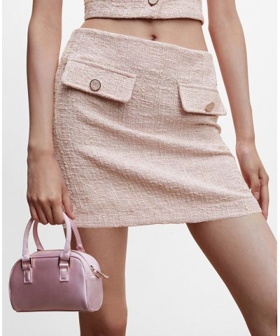 Women's Buttoned Tweed Skirt Light Pink $38.40 Skirts