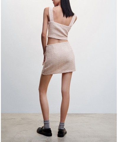 Women's Buttoned Tweed Skirt Light Pink $38.40 Skirts