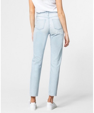 Women's Light Wash Distressed Mom Jeans Light Blue $42.79 Jeans