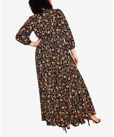 Trendy Plus Size Allison Maxi Dress Black Baroque Ditsy $61.09 Dresses