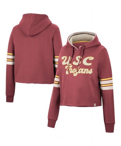 Women's Cardinal USC Trojans Retro Cropped Pullover Hoodie Cardinal $38.15 Sweatshirts